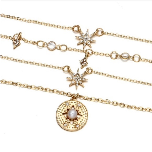 Starburst Layered Necklace Set Gold - Picture 2 of 2